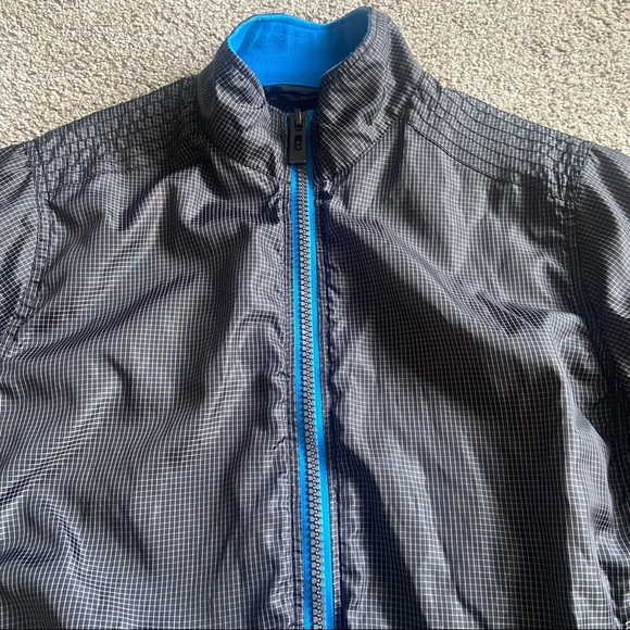 Forever 21 Men Black Blue Grid Windbreaker Jacket Size Medium - Picture 6 of 11